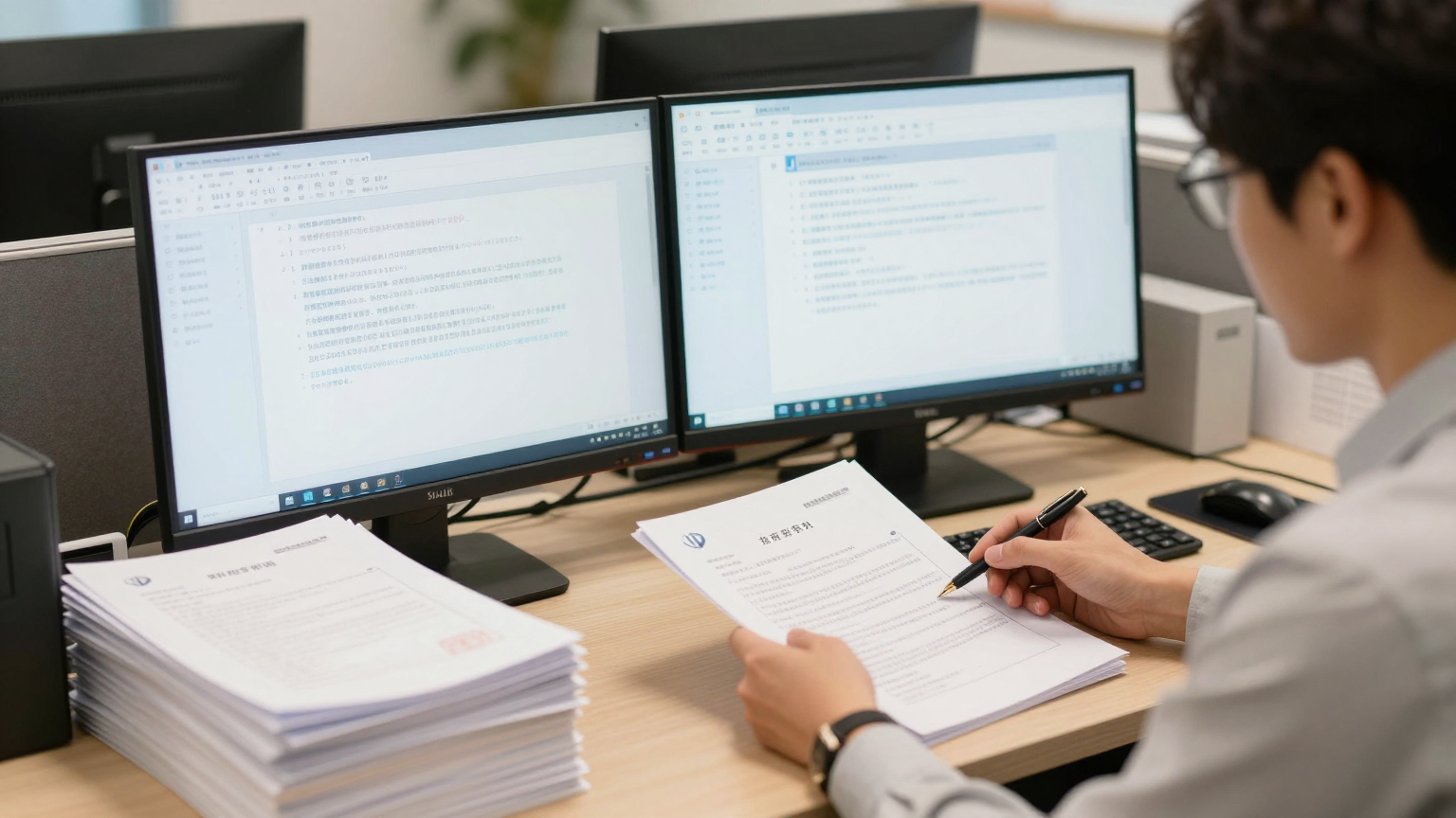 변리사 시험 준비 중인 수험생의 책상 위 법전과 노트