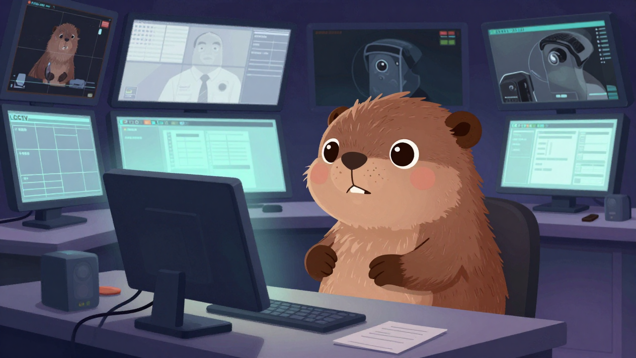 CCTV통합관제요원 직업 종사자가 업무를 수행하는 모습