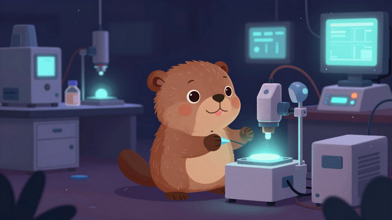 OLED조명개발자 직업 종사자가 업무를 수행하는 모습