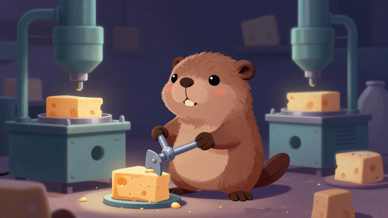 가공치즈원료분쇄원 직업 종사자가 업무를 수행하는 모습