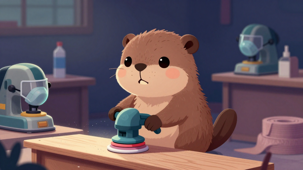 가구연마원 직업 종사자가 업무를 수행하는 모습