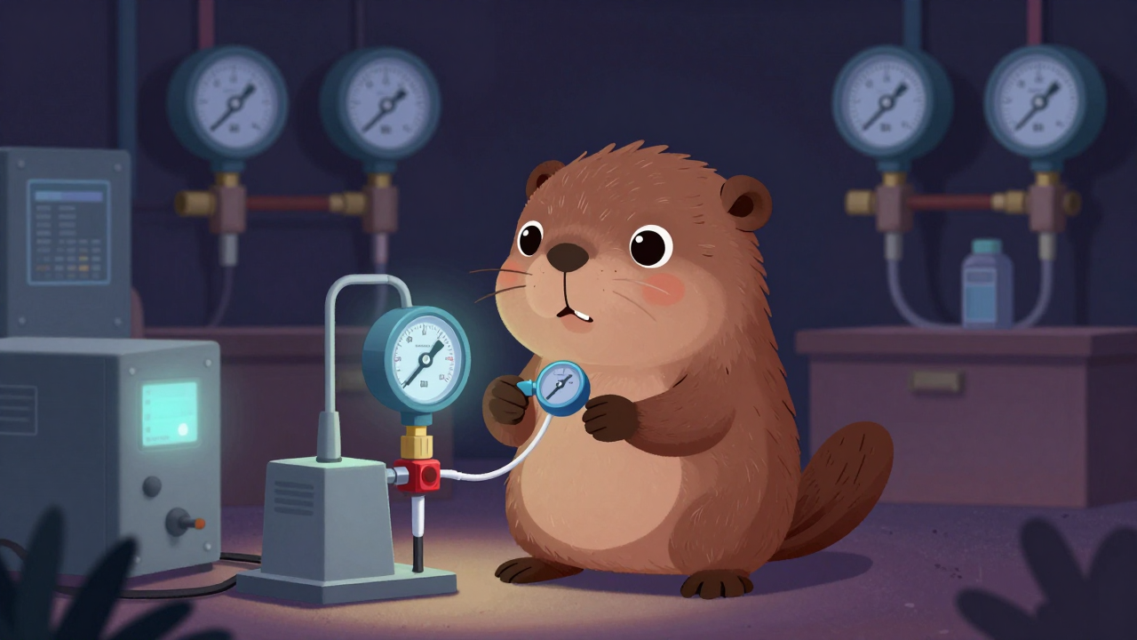 가스계량설비연구원 직업 종사자가 업무를 수행하는 모습