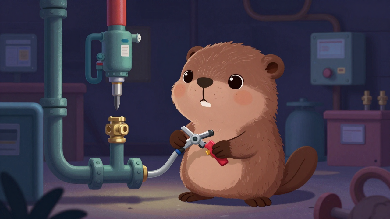 가스관설치원 직업 종사자가 업무를 수행하는 모습