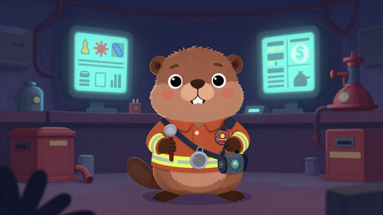 가스생산기지소방대장 직업 종사자가 업무를 수행하는 모습