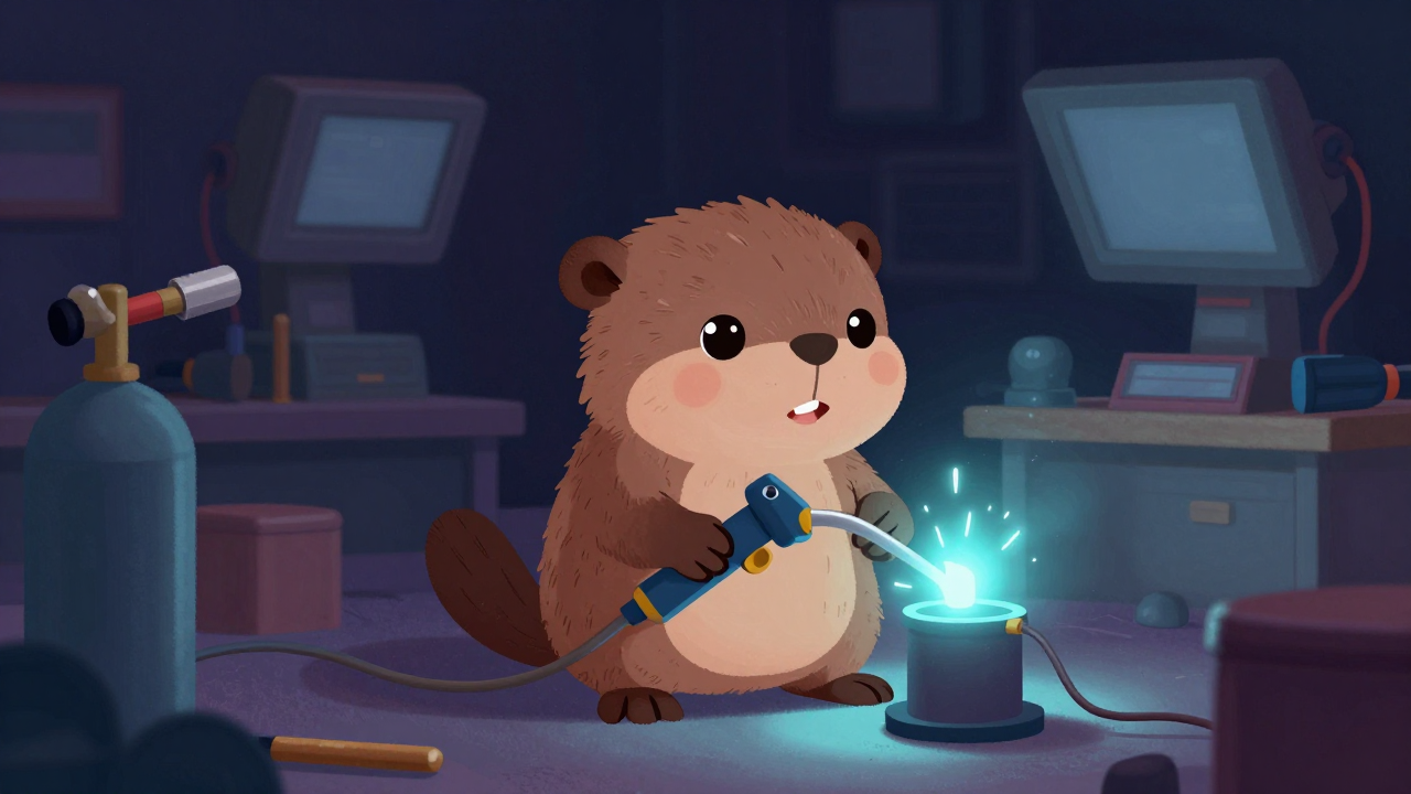 가스용접원 직업 종사자가 업무를 수행하는 모습