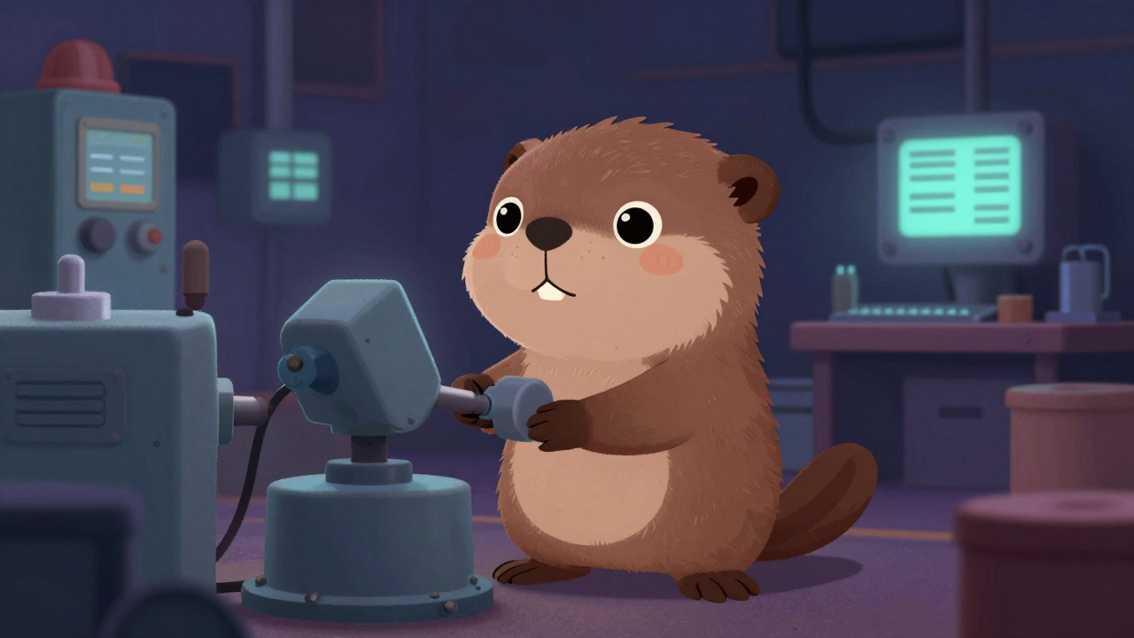 가우징기조작원 직업 종사자가 업무를 수행하는 모습