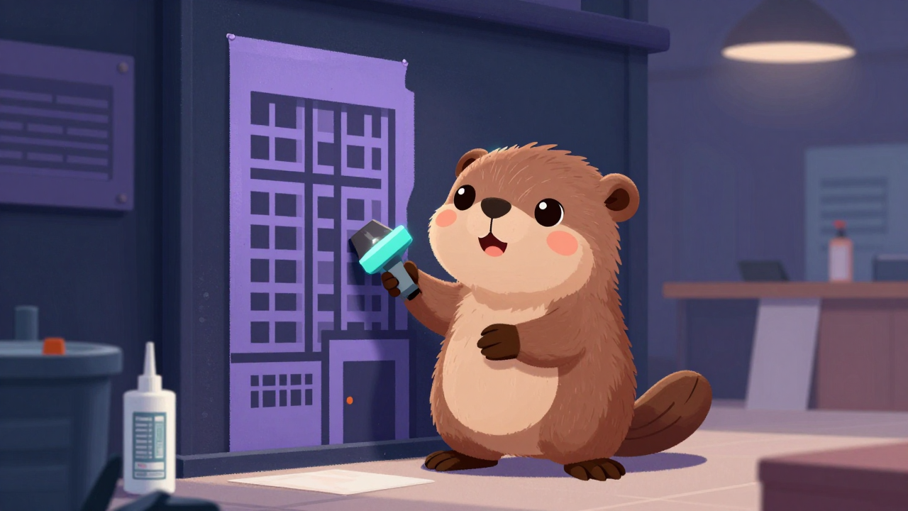 건물외벽그래픽공 직업 종사자가 업무를 수행하는 모습