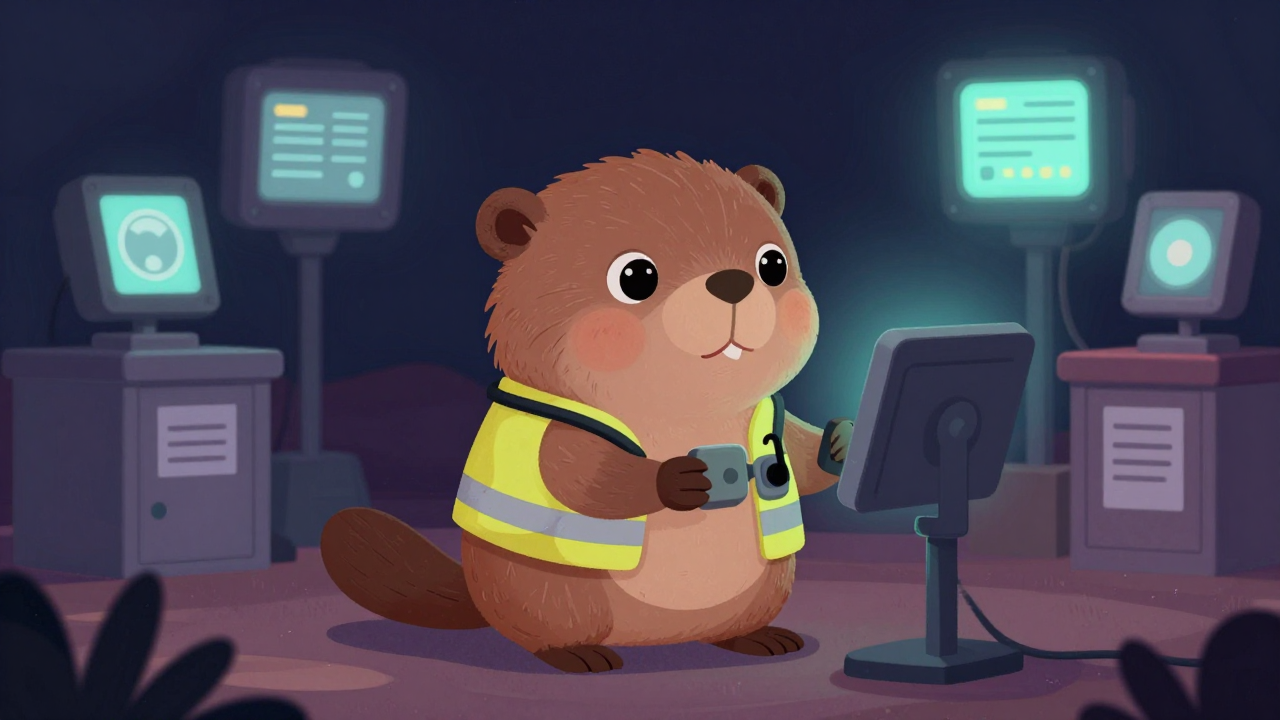 건설기계운전보조원 직업 종사자가 업무를 수행하는 모습