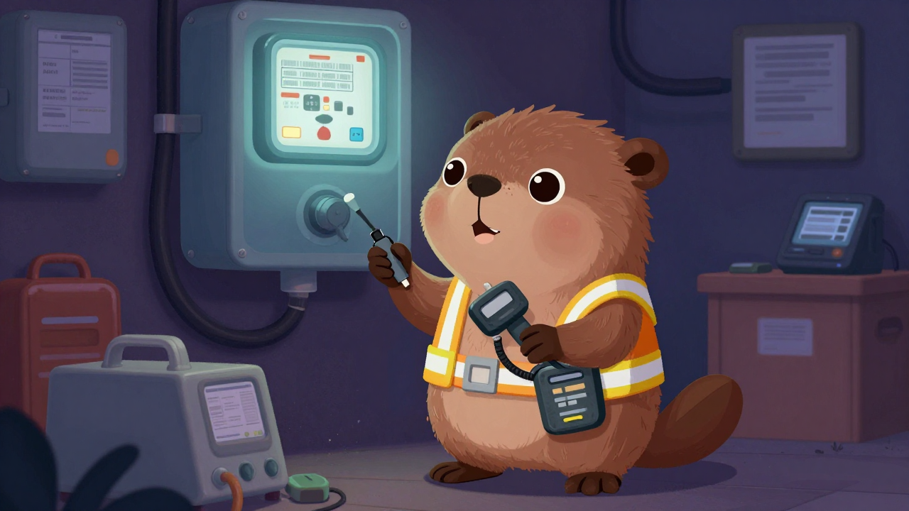 검침원 직업 종사자가 업무를 수행하는 모습