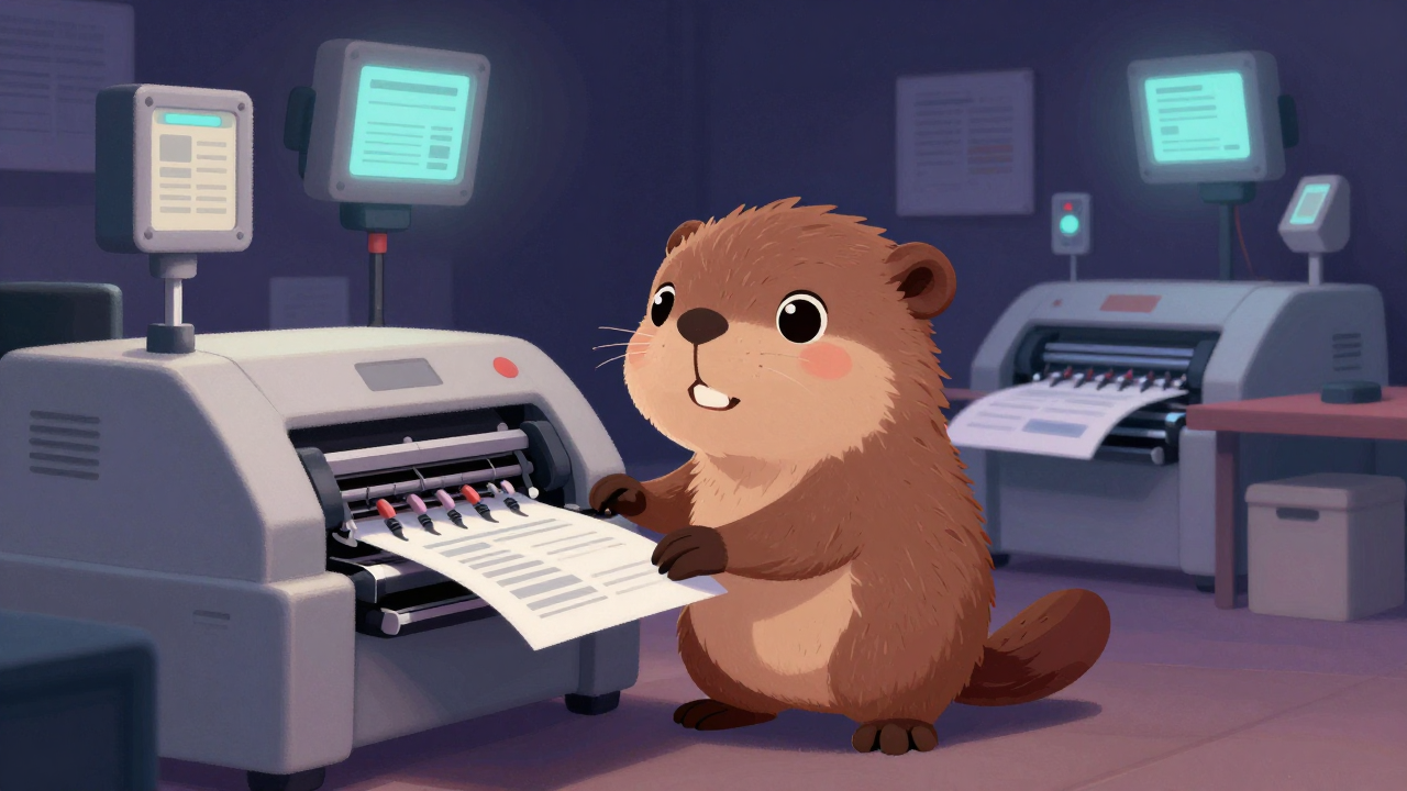 경인쇄기조작원 직업 종사자가 업무를 수행하는 모습