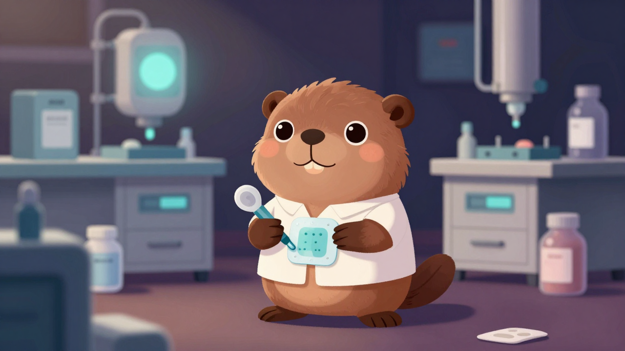 경피흡수의약품생산원 직업 종사자가 업무를 수행하는 모습