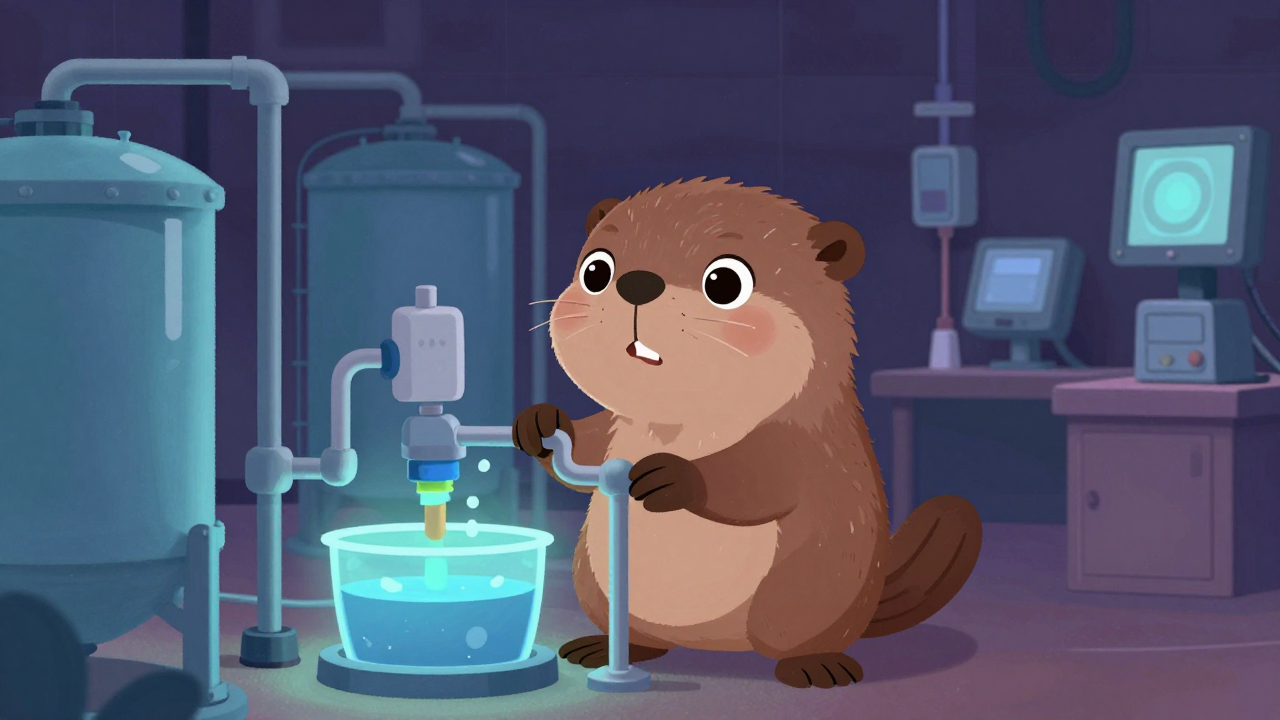 고도물처리플랜트기술자 직업 종사자가 업무를 수행하는 모습