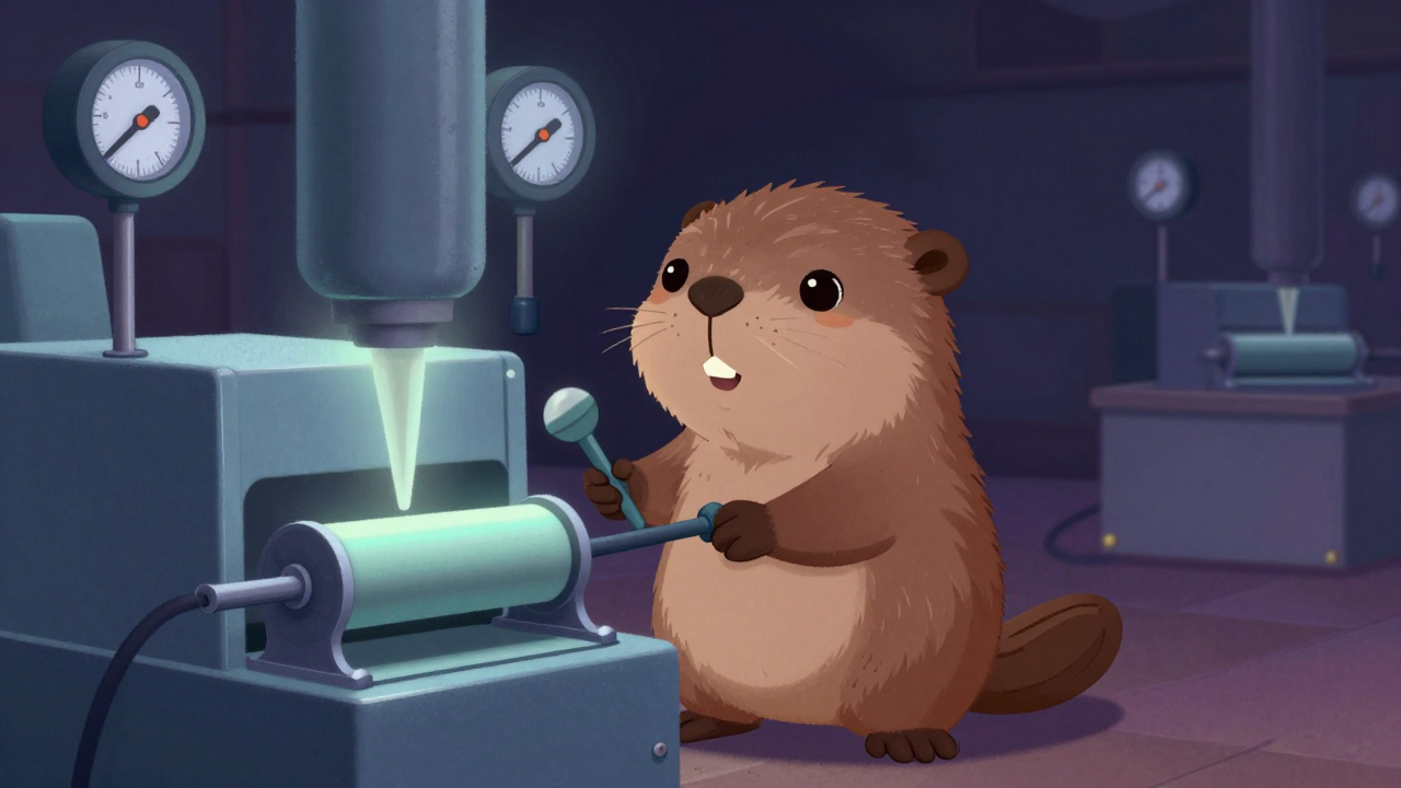 고무배합롤러기조작원 직업 종사자가 업무를 수행하는 모습