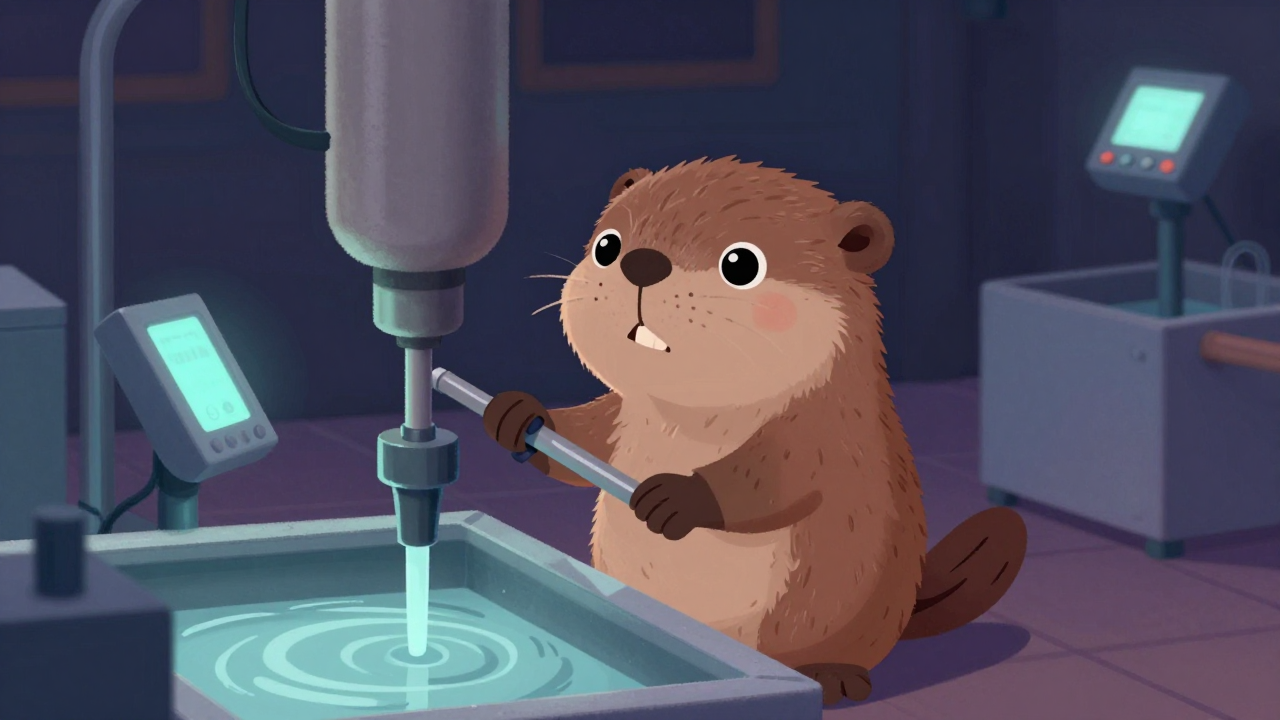 고무성형침지기계조작원 직업 종사자가 업무를 수행하는 모습