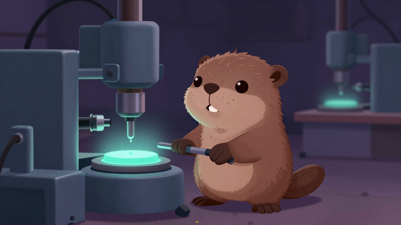 고무압착기조작원 직업 종사자가 업무를 수행하는 모습