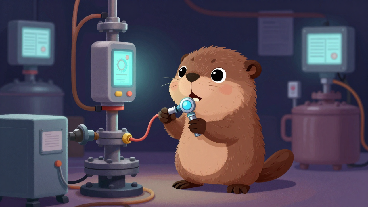 고압용기검사원 직업 종사자가 업무를 수행하는 모습