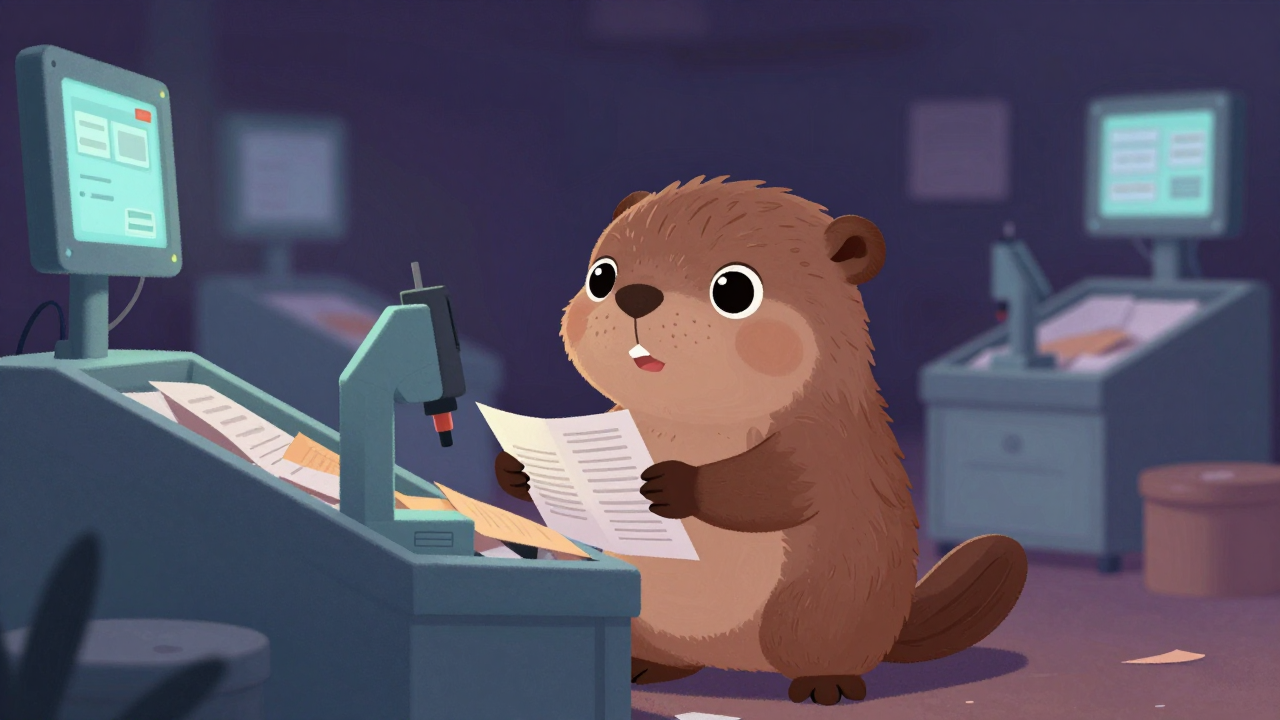 고지선별원 직업 종사자가 업무를 수행하는 모습