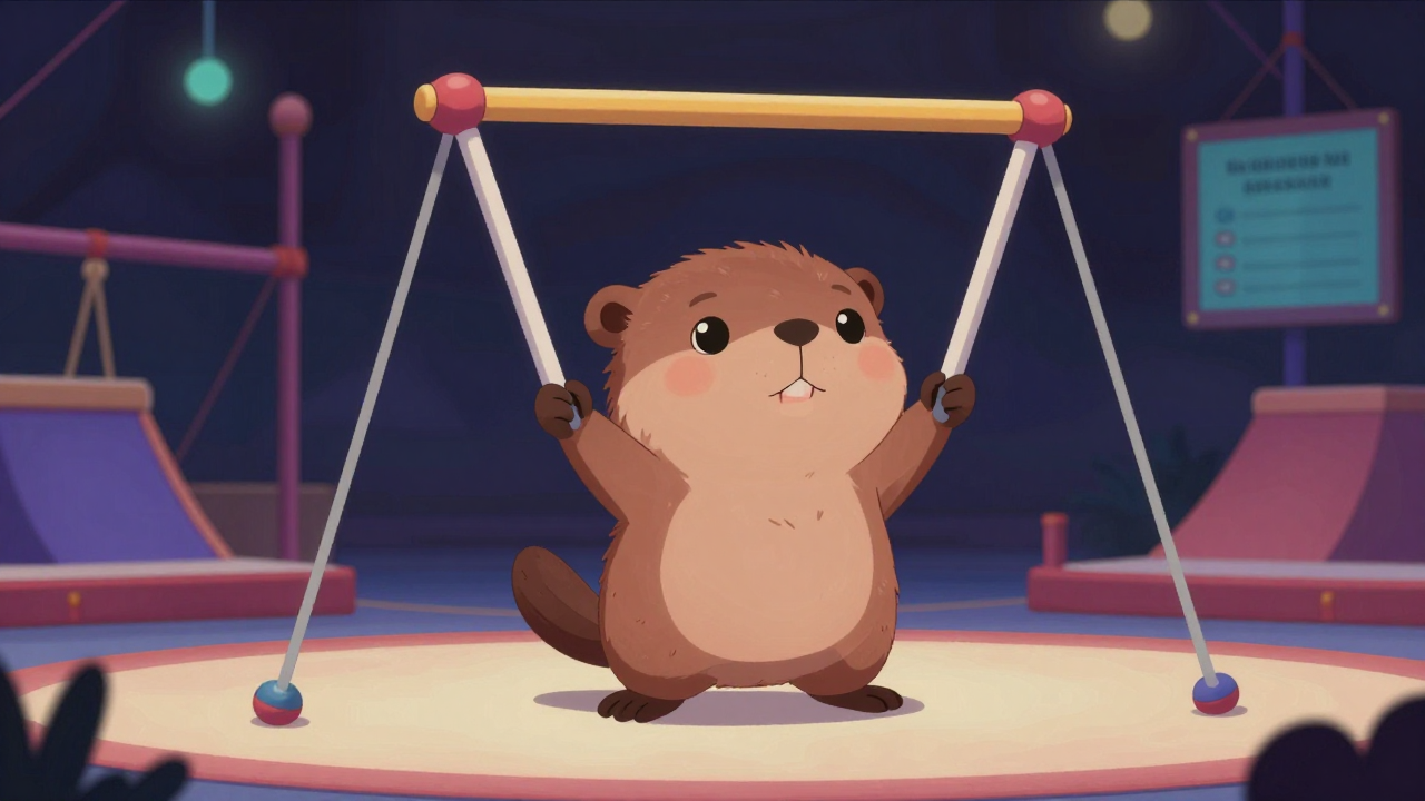 곡예사 직업 종사자가 업무를 수행하는 모습