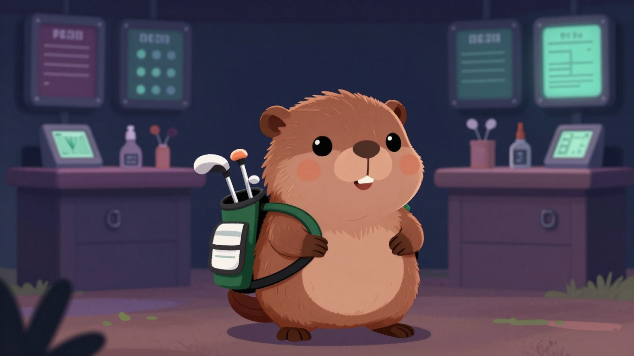 골프장캐디 직업 종사자가 업무를 수행하는 모습