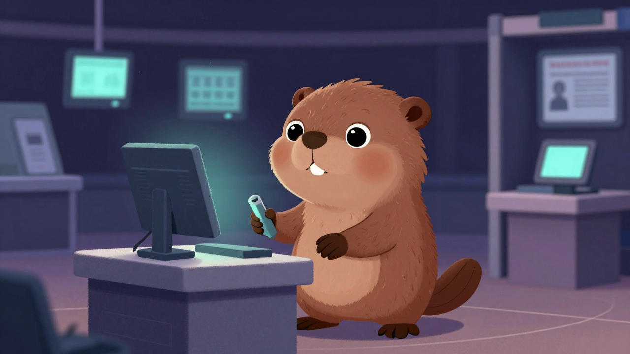 공항보안검색원 직업 종사자가 업무를 수행하는 모습