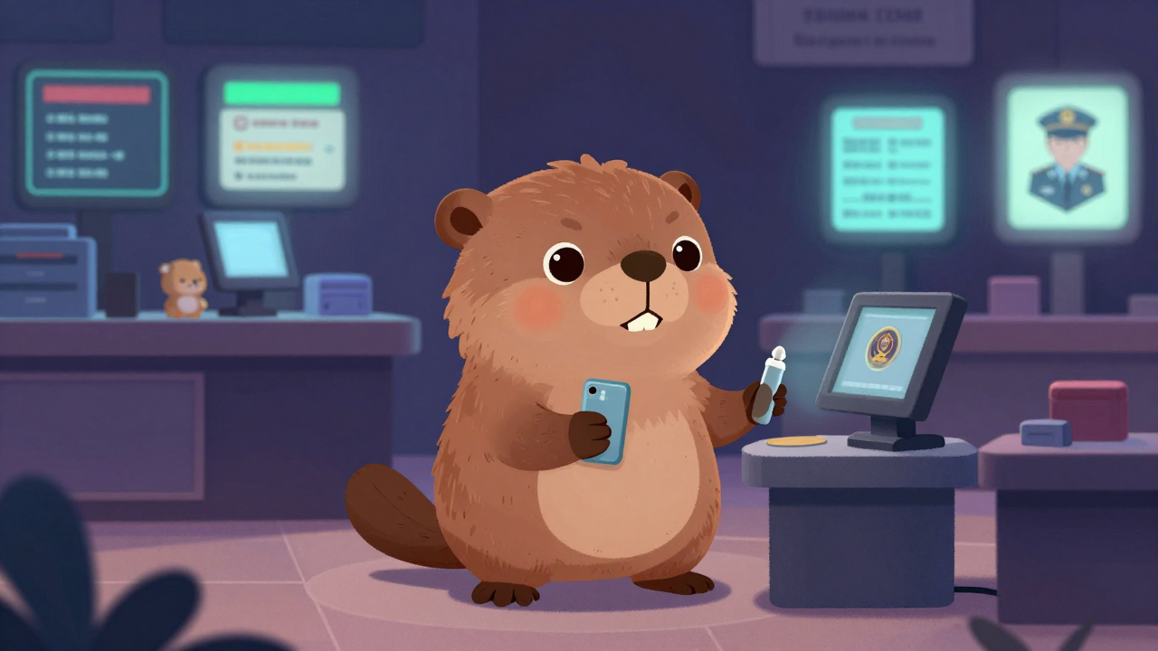 공항세관원 직업 종사자가 업무를 수행하는 모습