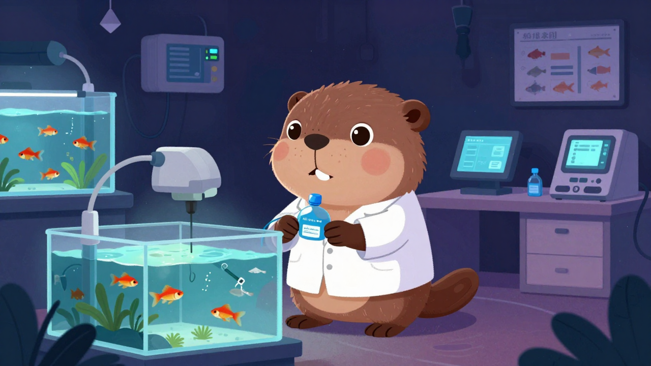 관상어종자전문가 직업 종사자가 업무를 수행하는 모습