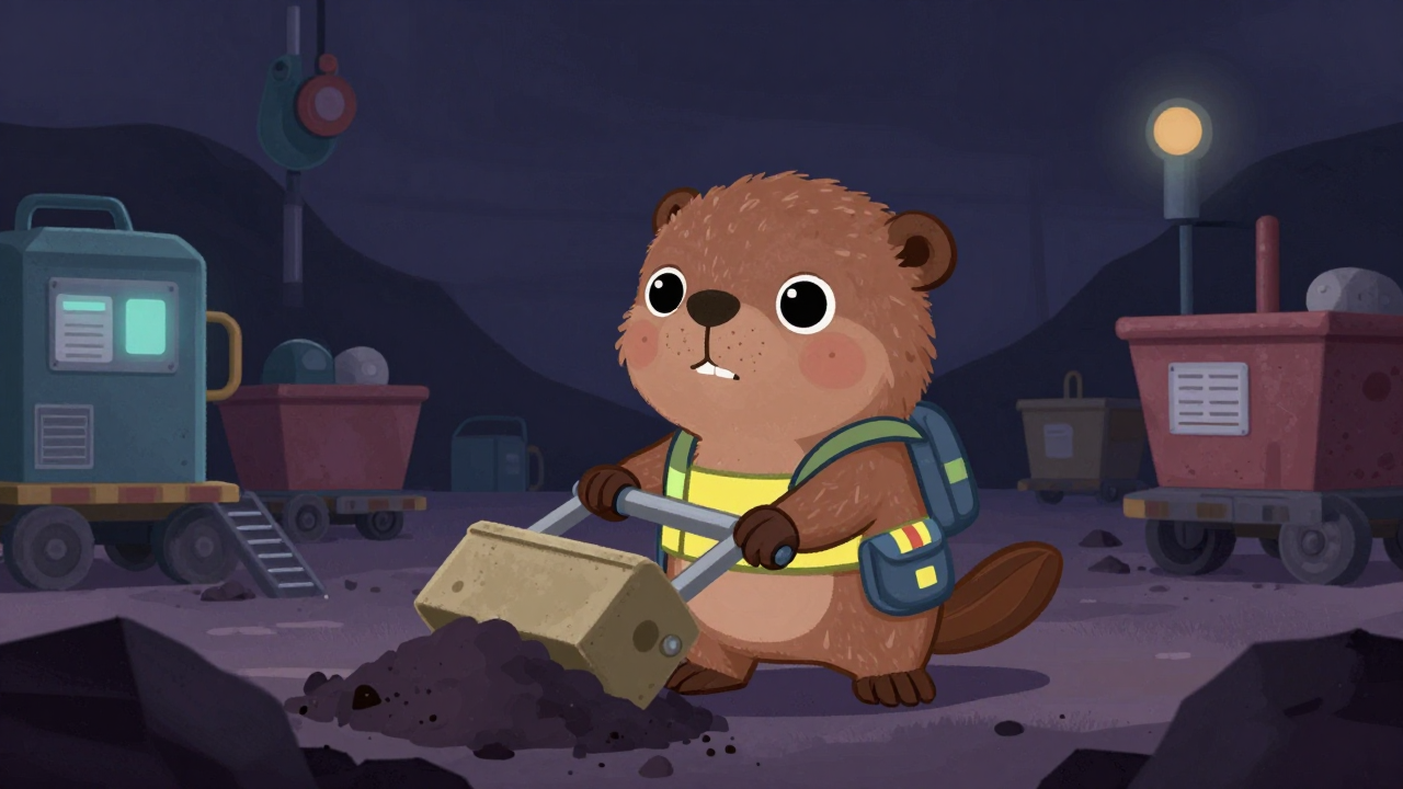 광석운반원 직업 종사자가 업무를 수행하는 모습