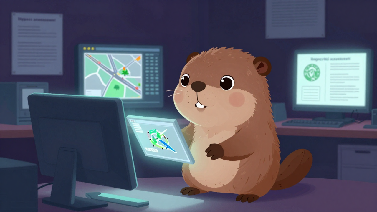 교통영향평가기술자 직업 종사자가 업무를 수행하는 모습