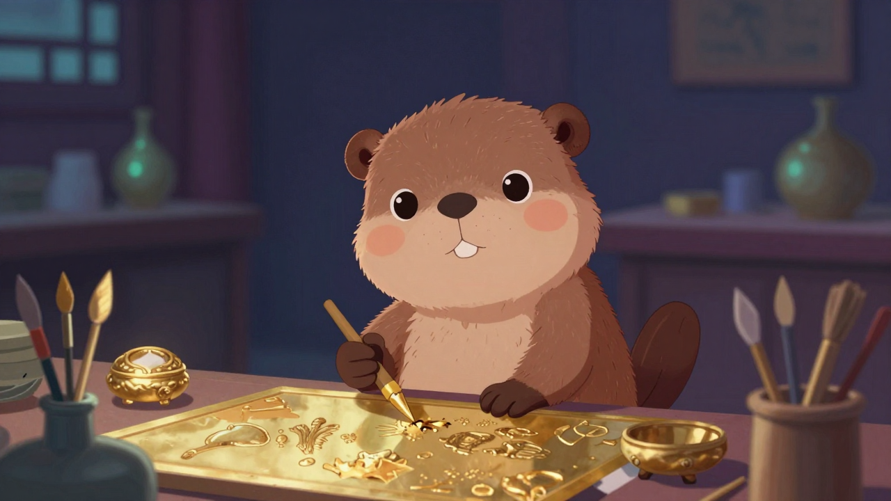 국가유산수리도금공 직업 종사자가 업무를 수행하는 모습