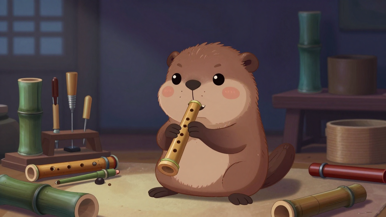 국악목관악기제조원 직업 종사자가 업무를 수행하는 모습