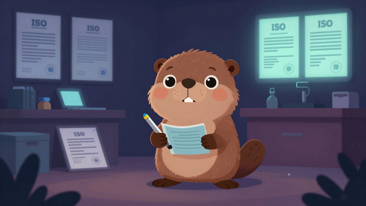 국제표준기구(ISO)인증심사원 직업 종사자가 업무를 수행하는 모습