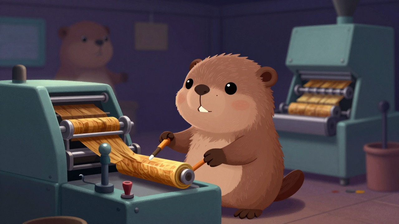 궐련제조기조작원 직업 종사자가 업무를 수행하는 모습