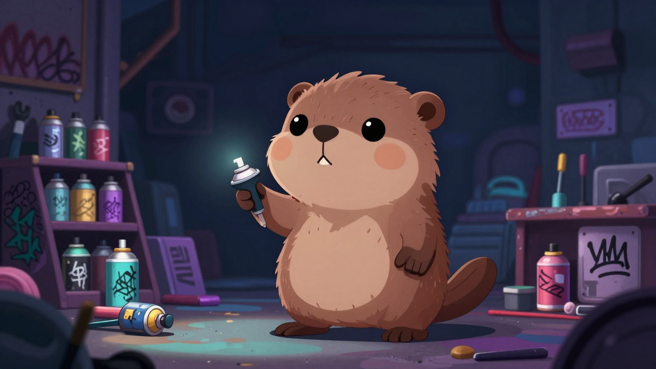 그래피티아티스트 직업 종사자가 업무를 수행하는 모습