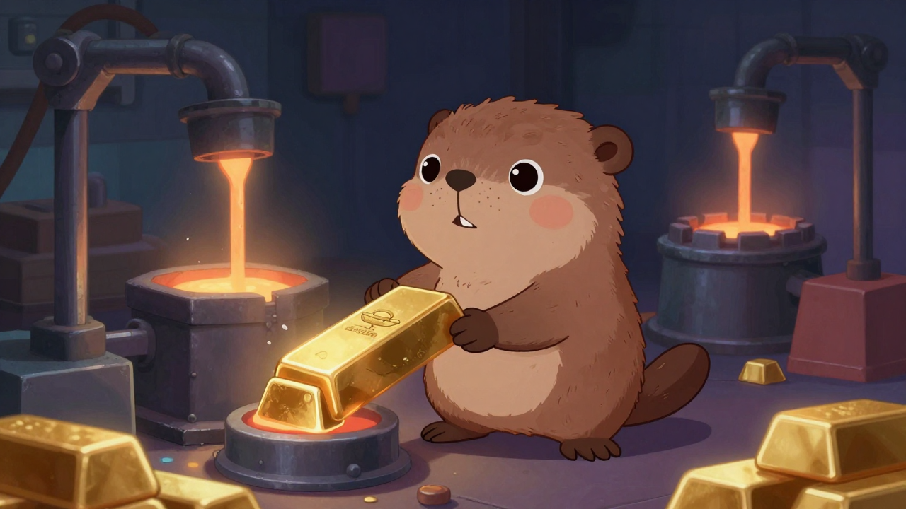 금괴주조원 직업 종사자가 업무를 수행하는 모습