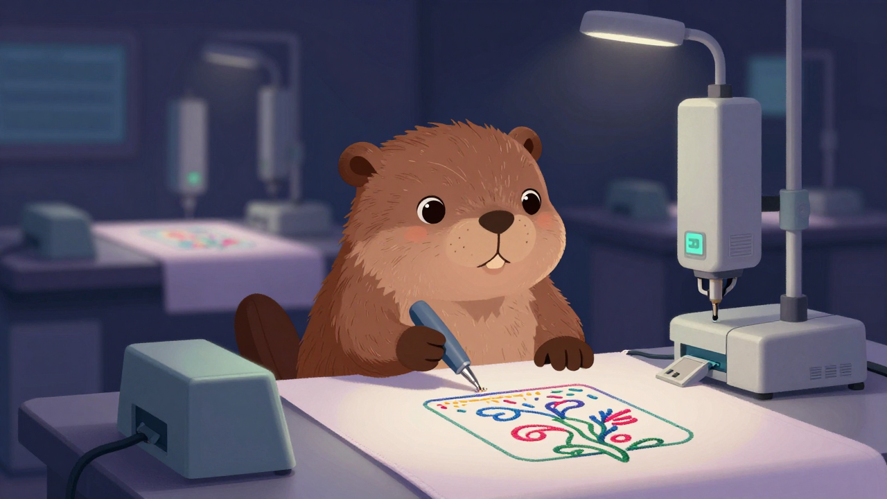 기계자수직물검단원 직업 종사자가 업무를 수행하는 모습