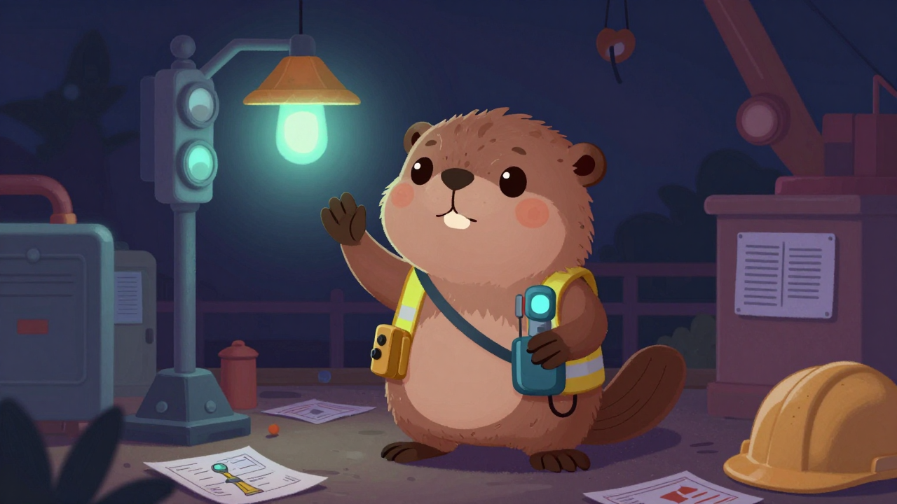 기중기신호원 직업 종사자가 업무를 수행하는 모습