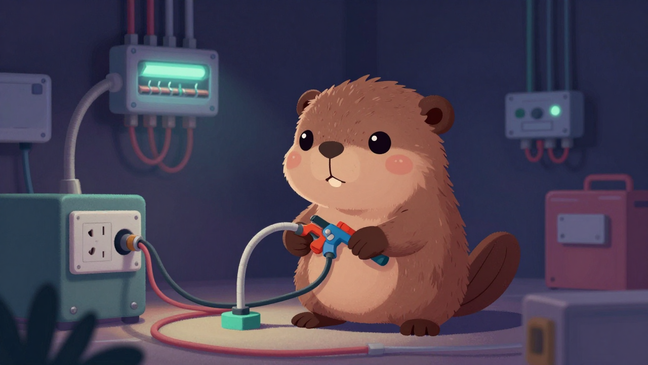 내선전공 직업 종사자가 업무를 수행하는 모습