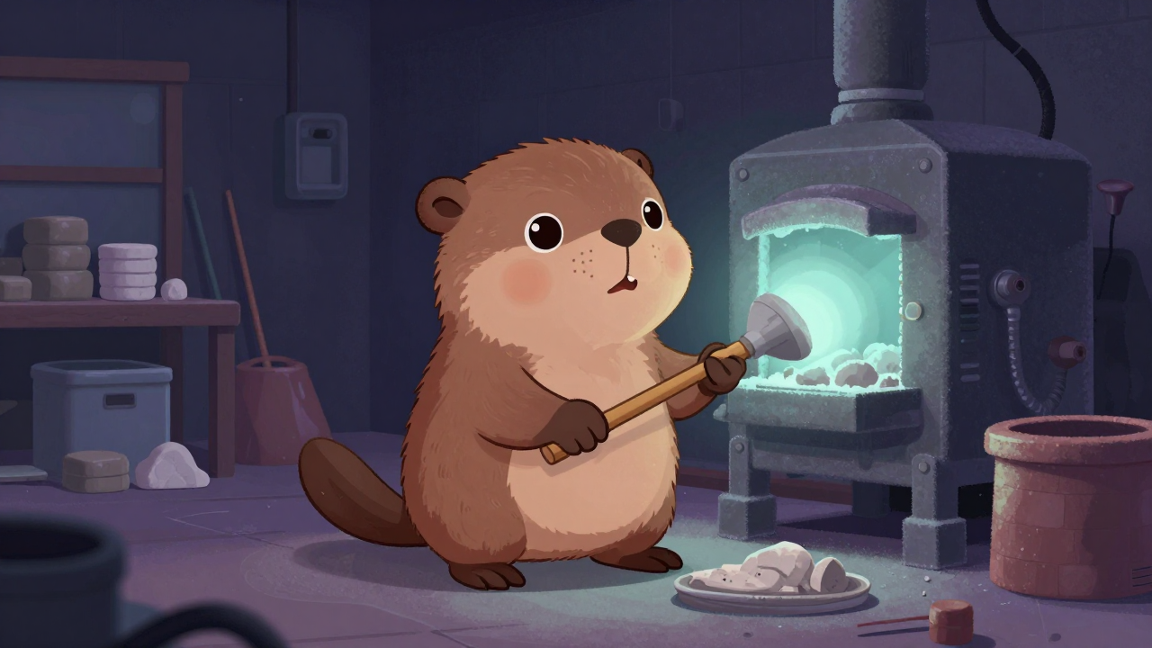 내화물피복원 직업 종사자가 업무를 수행하는 모습