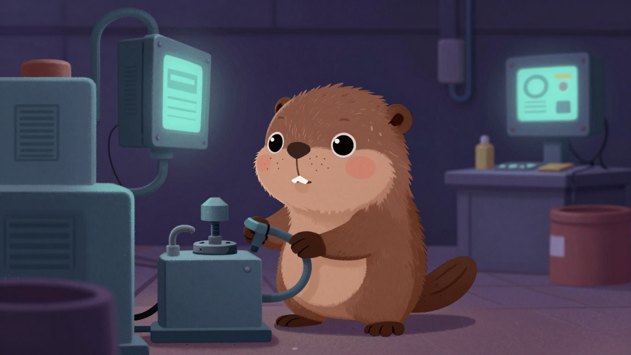 냉동공조설비유지관리원 직업 종사자가 업무를 수행하는 모습