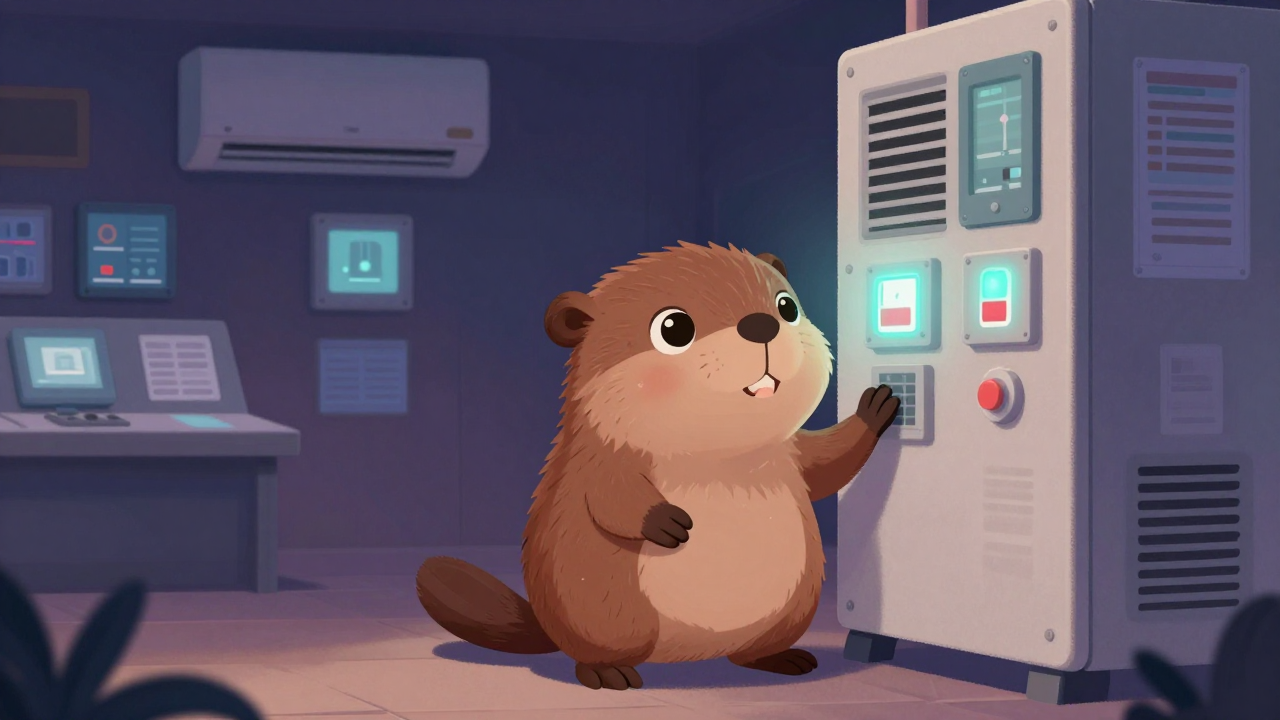 냉방설비조작원 직업 종사자가 업무를 수행하는 모습