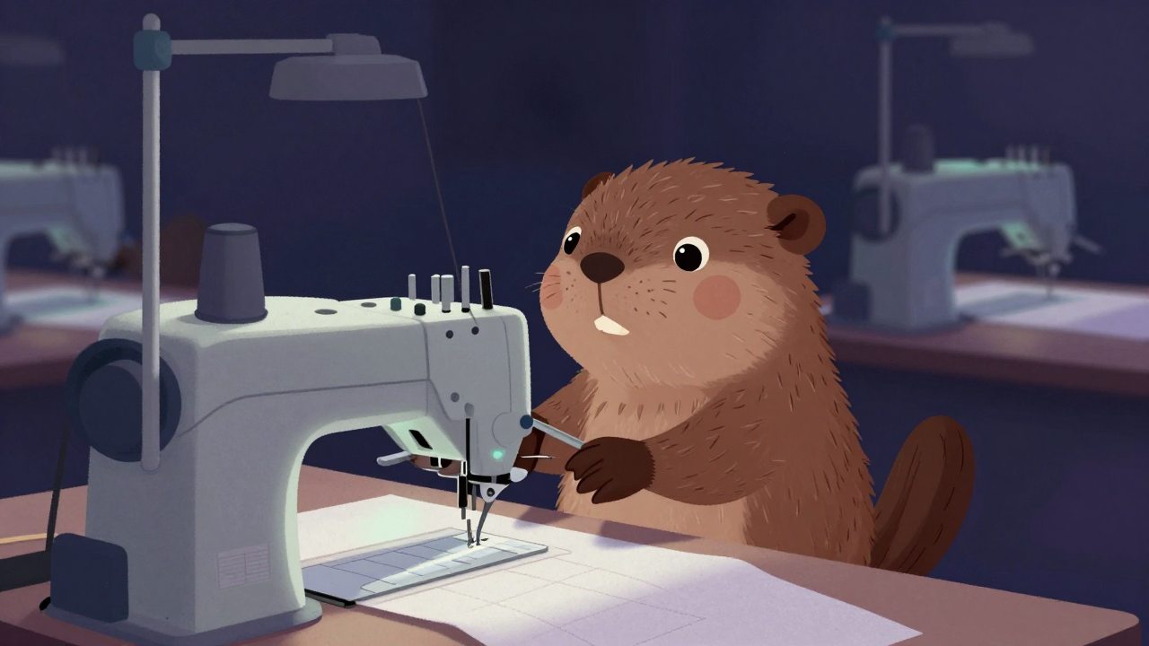 누비질기계조정원 직업 종사자가 업무를 수행하는 모습