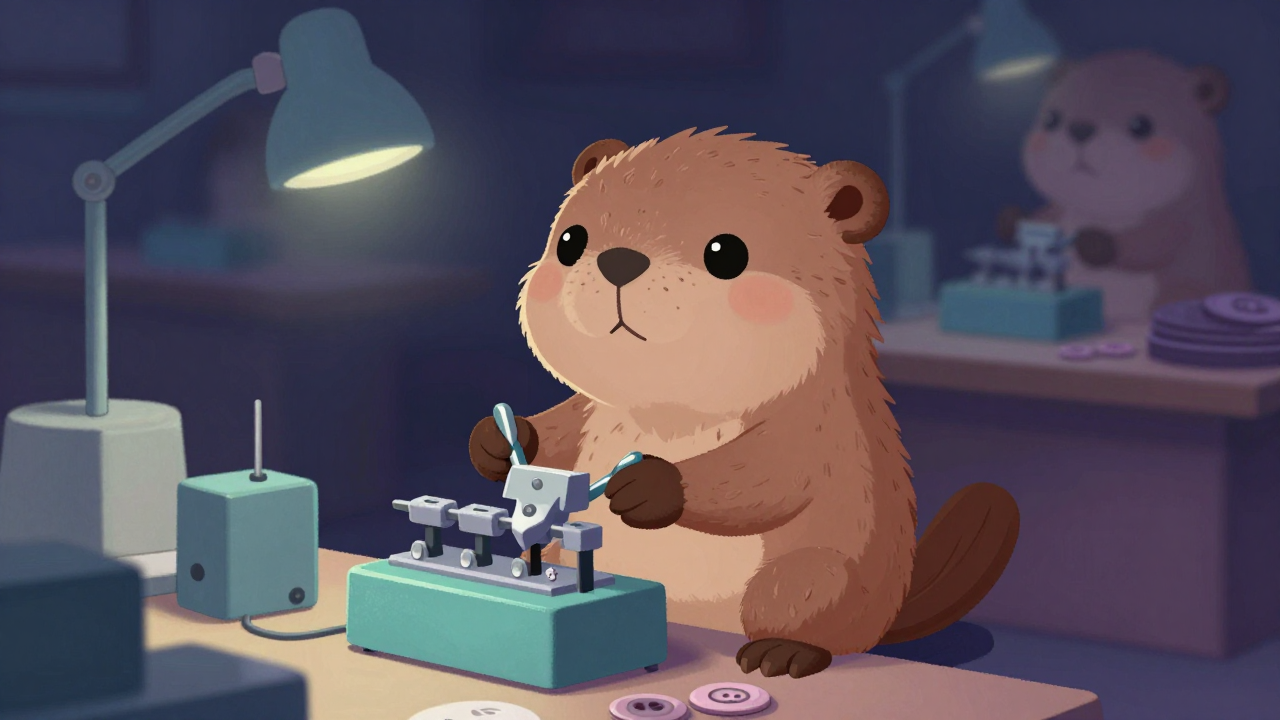 단추제조원 직업 종사자가 업무를 수행하는 모습