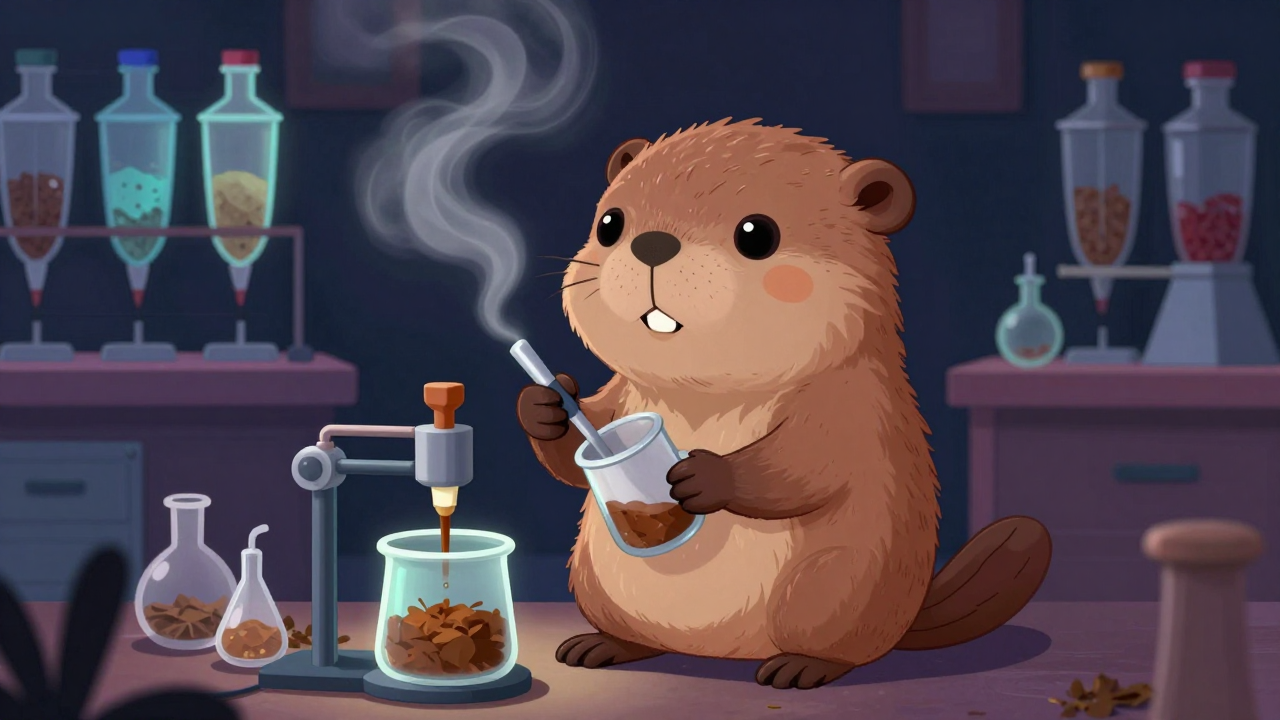 담배가향액배합원 직업 종사자가 업무를 수행하는 모습