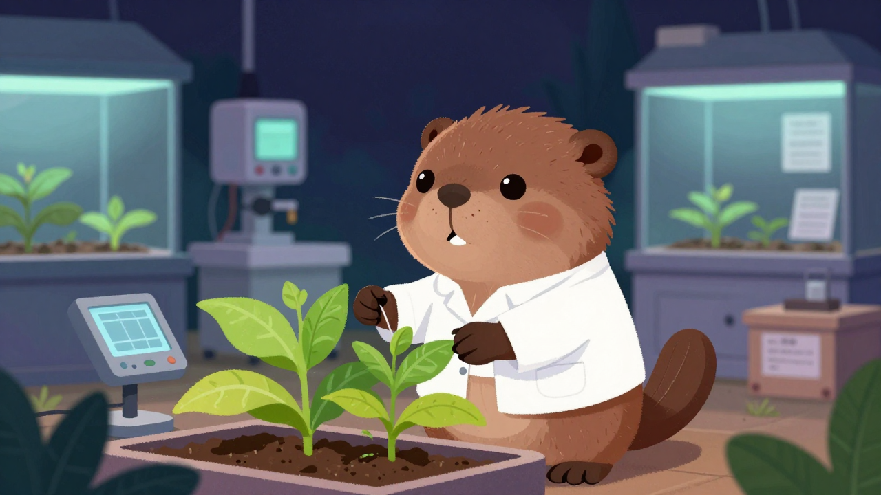 담배재배연구원 직업 종사자가 업무를 수행하는 모습