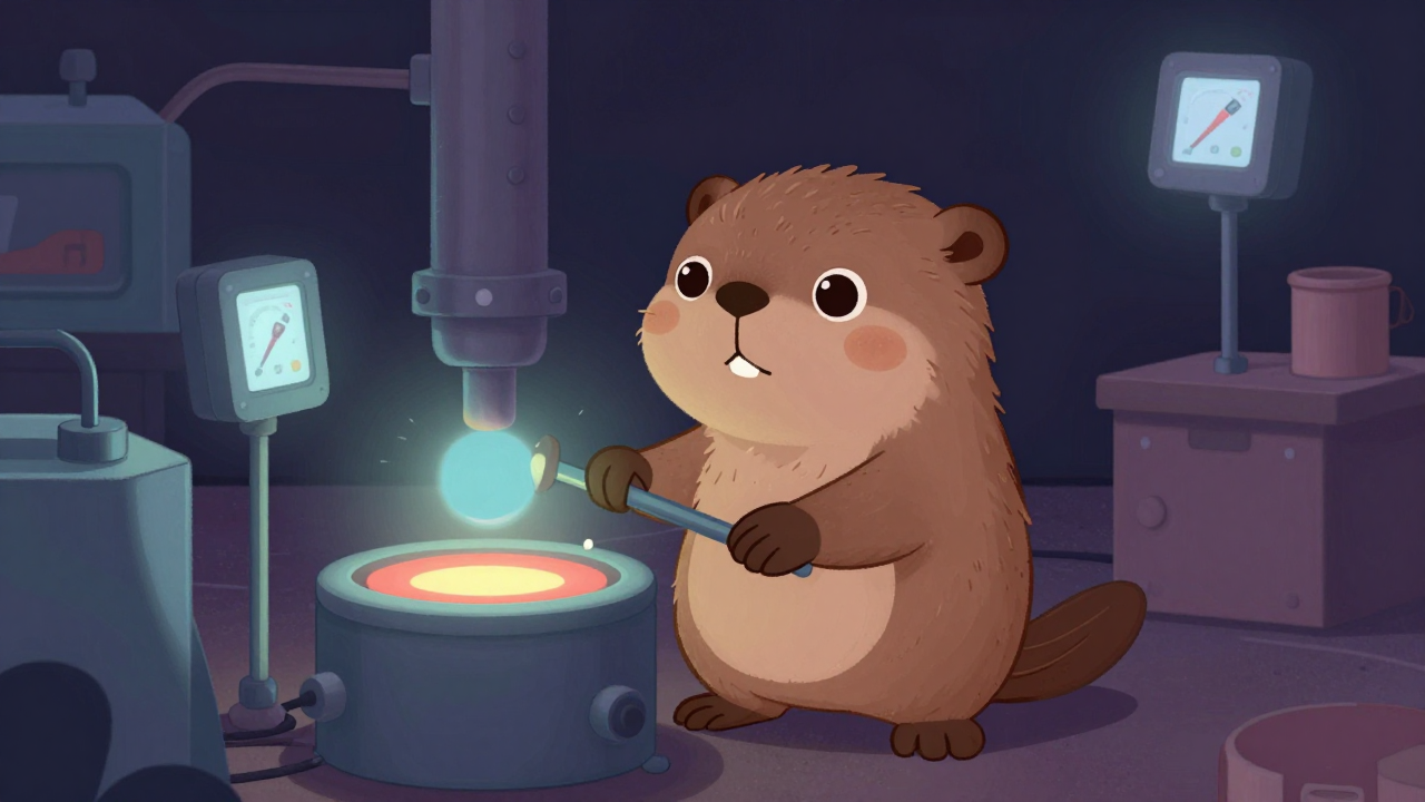 도가니용융로조작원 직업 종사자가 업무를 수행하는 모습