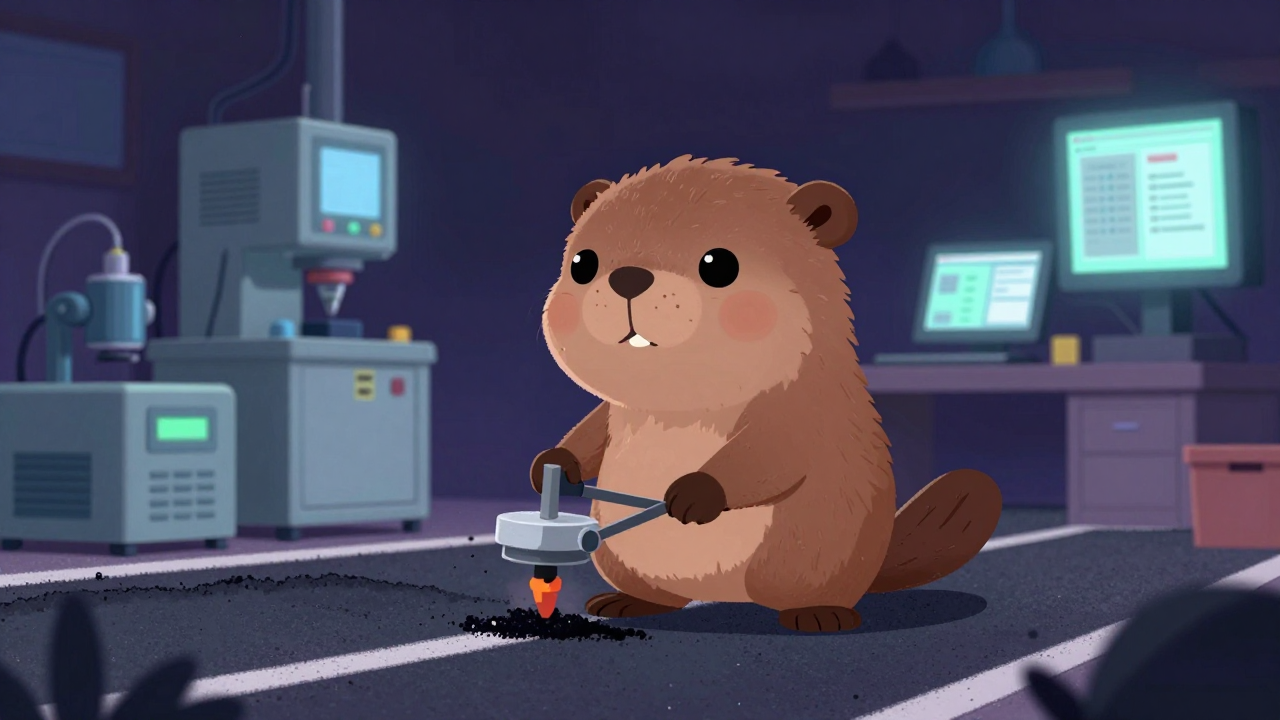 도로포장기술자 직업 종사자가 업무를 수행하는 모습