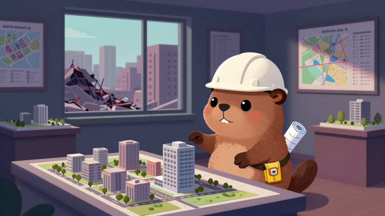 도시 재생 전문가 직업 종사자가 업무를 수행하는 모습