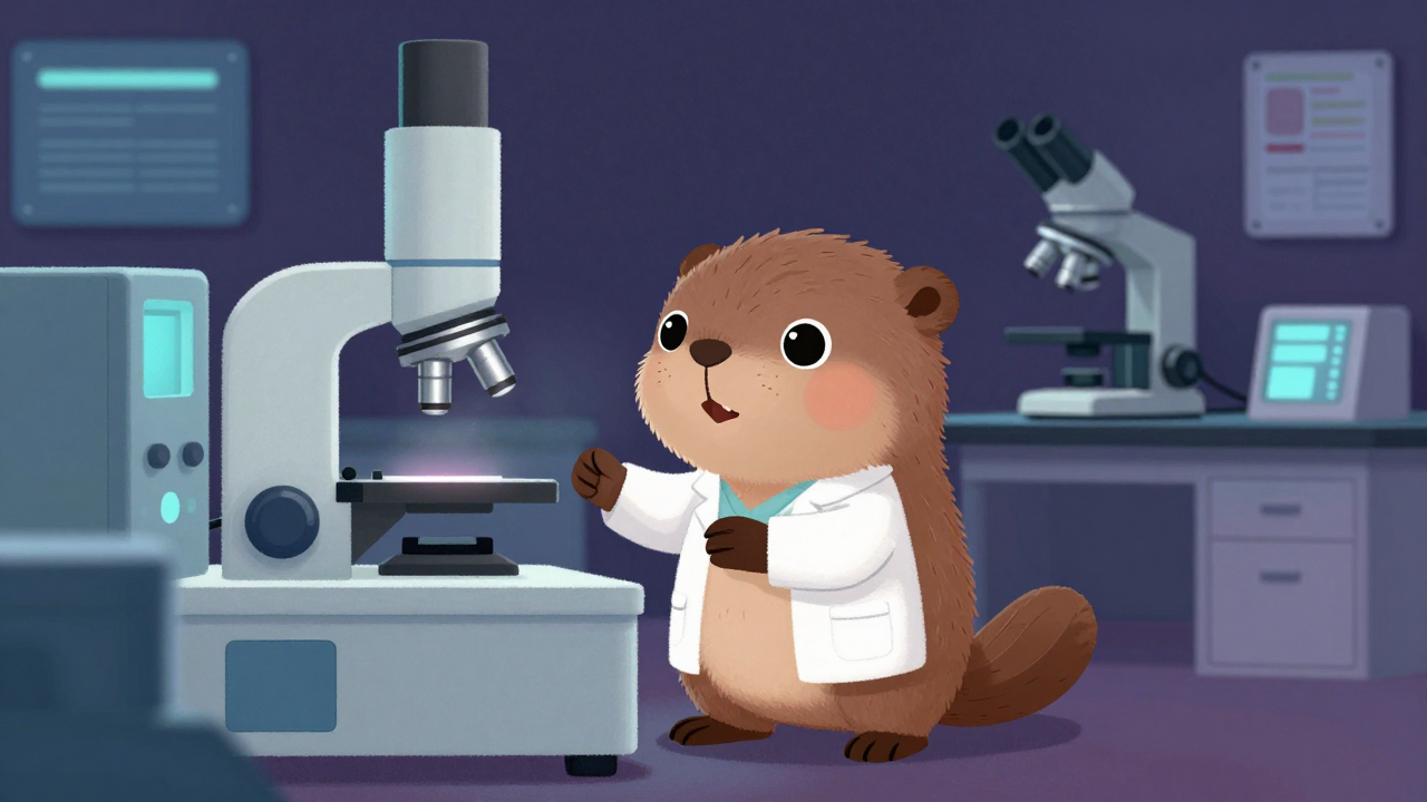 동물병리학연구원 직업 종사자가 업무를 수행하는 모습