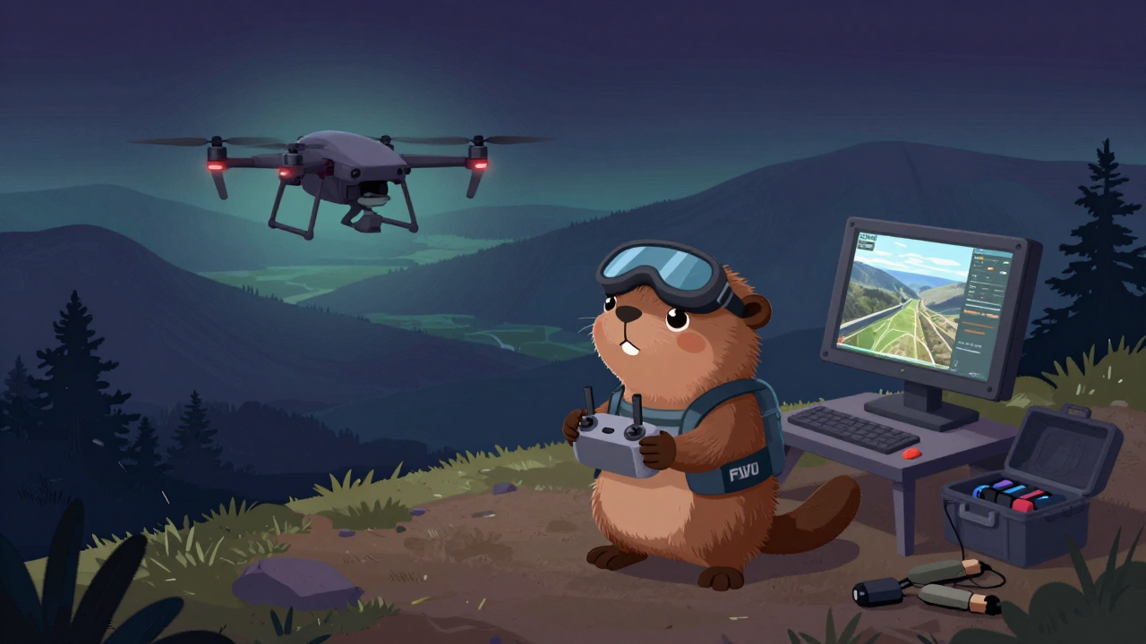 드론 콘텐츠 전문가 직업 종사자가 업무를 수행하는 모습