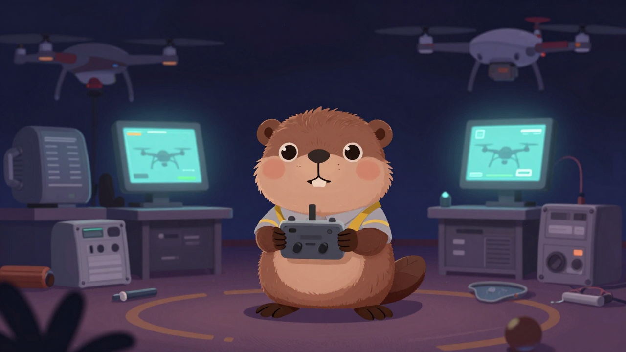 드론교관 직업 종사자가 업무를 수행하는 모습